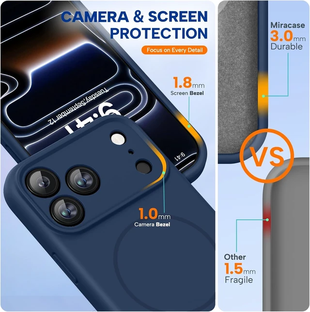 Alt view image 2 of 7 - Magnetic for iPhone 17 Pro Case Silicone Dark Blue