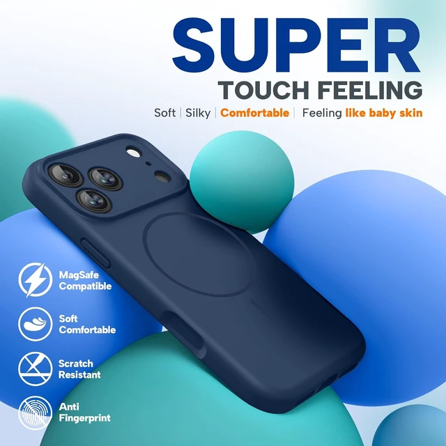 Alt view image 6 of 7 - Magnetic for iPhone 17 Pro Case Silicone Dark Blue