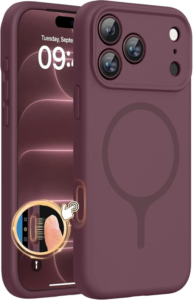 Main image of Magnetic for iPhone 18 Pro Case Silicone Burgundy