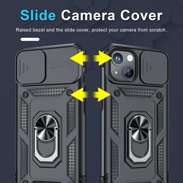 Alt view image 3 of 7 - for iPhone 15 Phone Case Built in Slide Camera Lens Cover Black