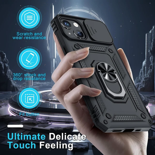 Alt view image 7 of 7 - for iPhone 15 Phone Case Built in Slide Camera Lens Cover Black