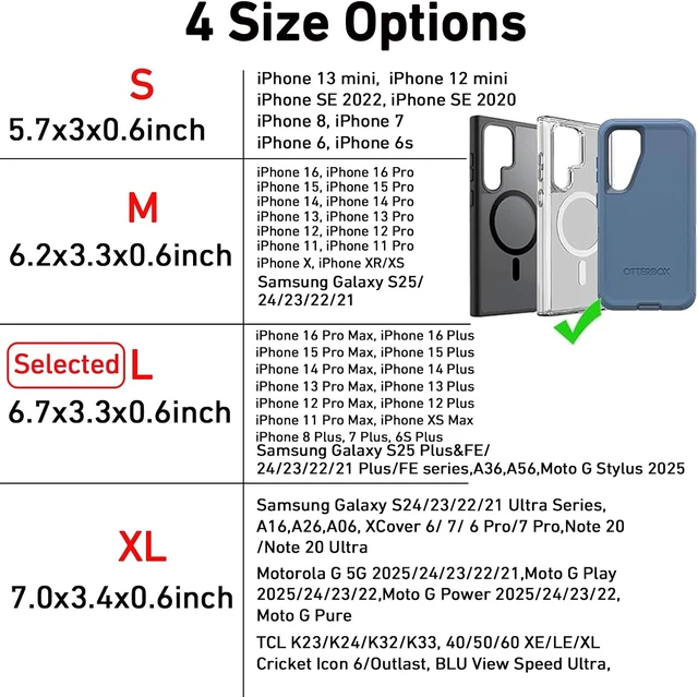 Alt view image 2 of 7 - Cell Phone Holster for iPhone 17/16/15/14/13/12 Pro Max & Plus Galaxy S24/S23/S22 +Plus&FE Phone Belt with Clip Rugged Nylon Carrying Pouch w Card Holder (Fits Cover on) Black (Large)