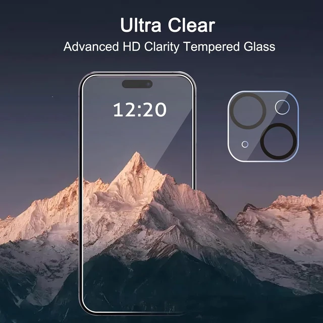 Alt view image 5 of 6 - Screen Protector + Camera Lens Protector for iPhone 15 3+3 Pack