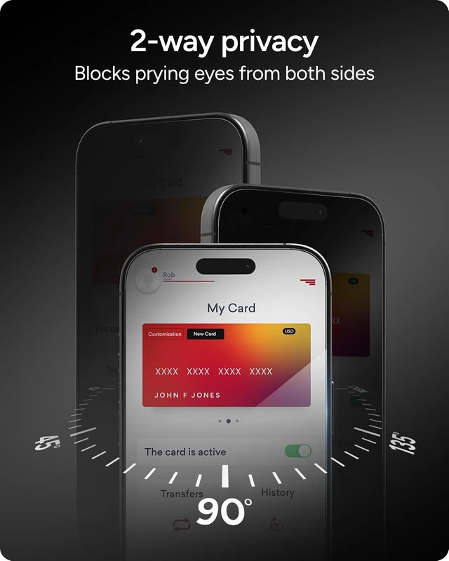Alt view image 2 of 6 - Glass Elite Privacy Screen Protector for iPhone 17 Pro Max