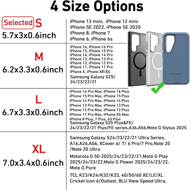 Alt view image 2 of 7 - Cell Phone Holster for iPhone SE 2020/2022 iPhone 8 7 6s 6 13 Mini/12 Mini- Phone Belt Holder Case with Clip Heavy Duty Nylon Carrying Pouch w Card Holder (Fits Cover on) Black (Small)