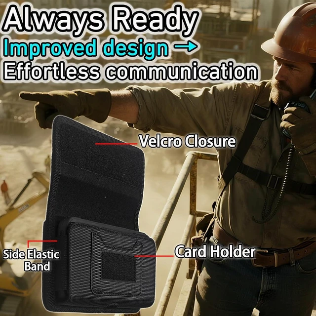 Alt view image 5 of 7 - Cell Phone Holster for iPhone SE 2020/2022 iPhone 8 7 6s 6 13 Mini/12 Mini- Phone Belt Holder Case with Clip Heavy Duty Nylon Carrying Pouch w Card Holder (Fits Cover on) Black (Small)