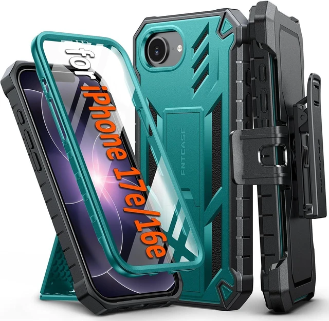 Main image of for iPhone 17e/16e Case with Belt Clip Built-in Screen Protector