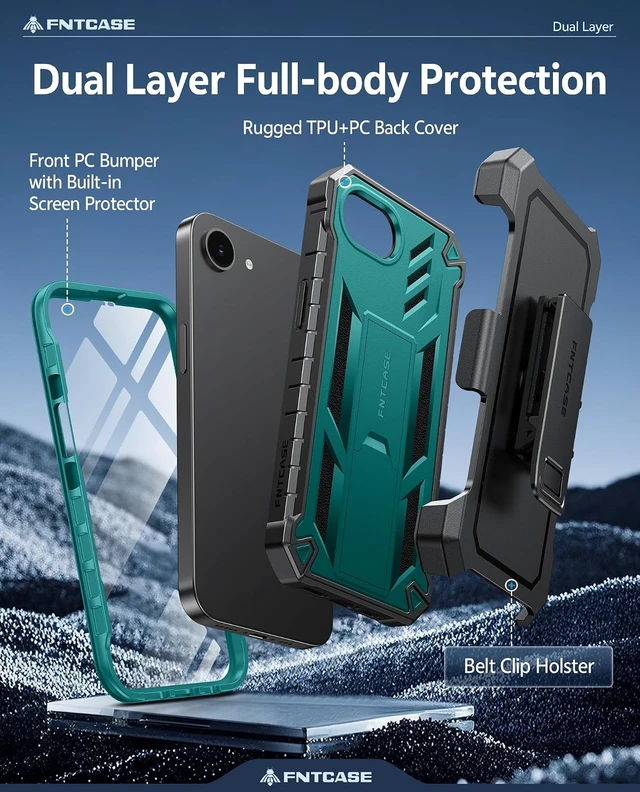 Alt view image 3 of 7 - for iPhone 17e/16e Case with Belt Clip Built-in Screen Protector