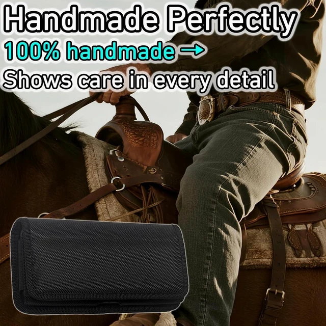 Alt view image 7 of 7 - Cell Phone Holster for iPhone SE 2020/2022 iPhone 8 7 6s 6 13 Mini/12 Mini- Phone Belt Holder Case with Clip Heavy Duty Nylon Carrying Pouch w Card Holder (Fits Cover on) Black (Small)