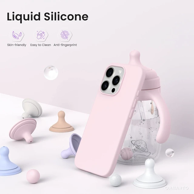 Alt view image 3 of 6 - for iPhone 16 Pro Case Liquid Silicone Chalk Pink