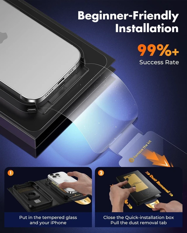 Alt view image 2 of 7 - iPhone 16 Pro Full-Coverage Screen Protector - 3 Pack