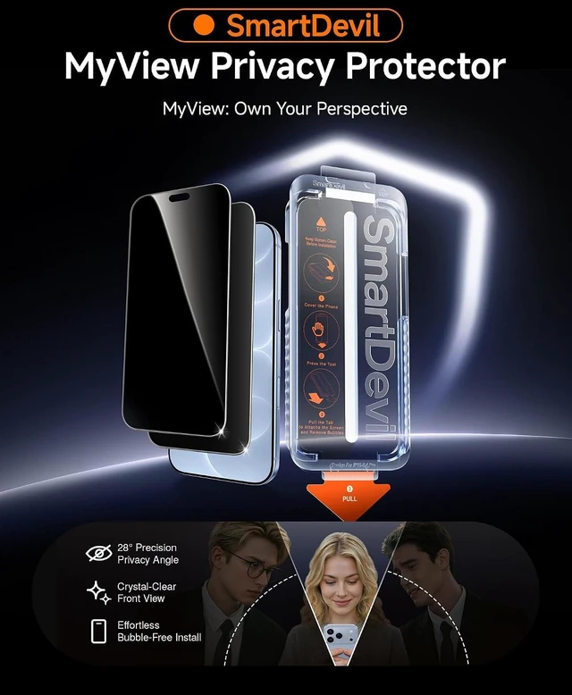 Alt view image 2 of 7 - 2 Pack Privacy Screen Protector for iPhone 18 Pro