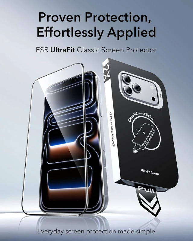 Alt view image 2 of 7 - 3 Pack for iPhone 17 Pro Max Screen Protector Classic Clear