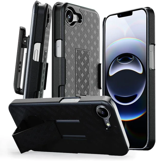 Main image of for iPhone 16e Case with Belt Clip Rigid Kickstand | 6.1