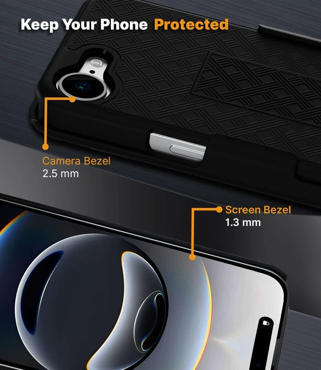 Alt view image 7 of 7 - for iPhone 16e Case with Belt Clip Rigid Kickstand | 6.1