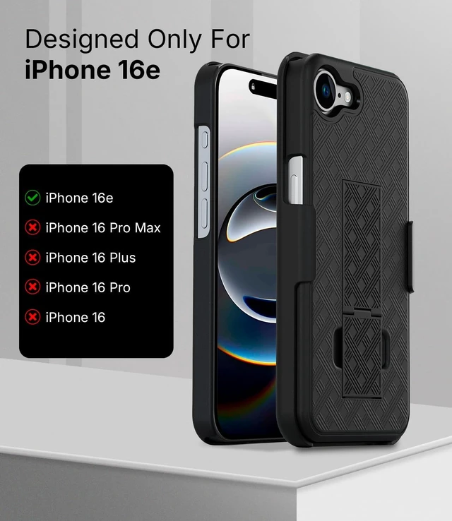 Alt view image 5 of 7 - for iPhone 16e Case with Belt Clip Rigid Kickstand | 6.1