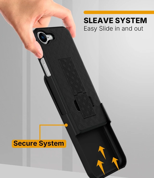 Alt view image 6 of 7 - for iPhone 16e Case with Belt Clip Rigid Kickstand | 6.1