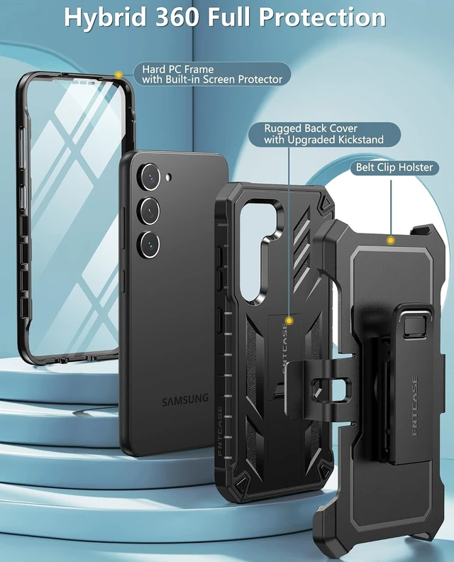 Alt view image 3 of 7 - for Galaxy S23 Case Belt Clip Built-in Screen Protector
