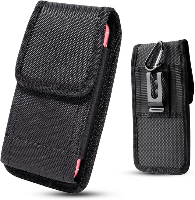Main image of Cell Phone Holster for Men Belt Large Nylon Phone Holder Pouch Carrier with Belt Clip & Loop Fit Most Smartphones for iPhone 16 17 S26 and More
