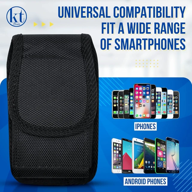 Alt view image 4 of 7 - Cell Phone Holster for Men Belt Large Nylon Phone Holder Pouch Carrier with Belt Clip & Loop Fit Most Smartphones for iPhone 16 17 S26 and More