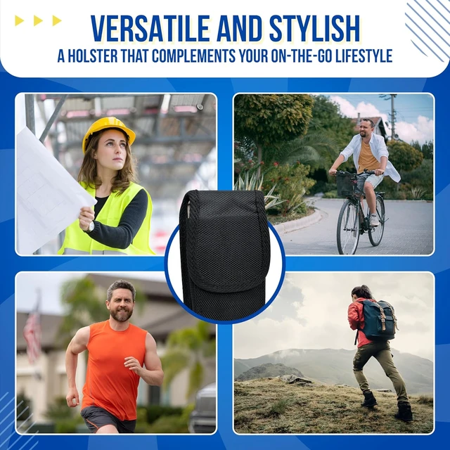 Alt view image 6 of 7 - Cell Phone Holster for Men Belt Large Nylon Phone Holder Pouch Carrier with Belt Clip & Loop Fit Most Smartphones for iPhone 16 17 S26 and More