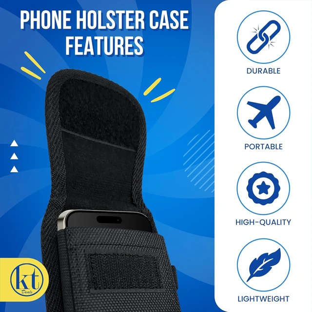 Alt view image 7 of 7 - Cell Phone Holster for Men Belt Large Nylon Phone Holder Pouch Carrier with Belt Clip & Loop Fit Most Smartphones for iPhone 16 17 S26 and More