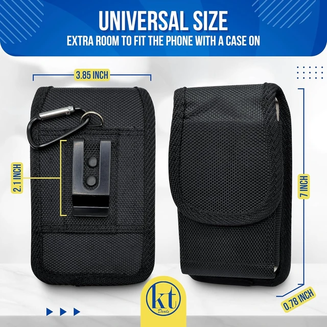Alt view image 5 of 7 - Cell Phone Holster for Men Belt Large Nylon Phone Holder Pouch Carrier with Belt Clip & Loop Fit Most Smartphones for iPhone 16 17 S26 and More