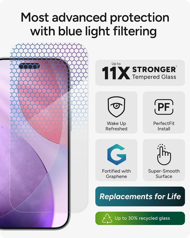 Alt view image 2 of 7 - XTR5 Glass Screen Protector for iPhone 17 Pro