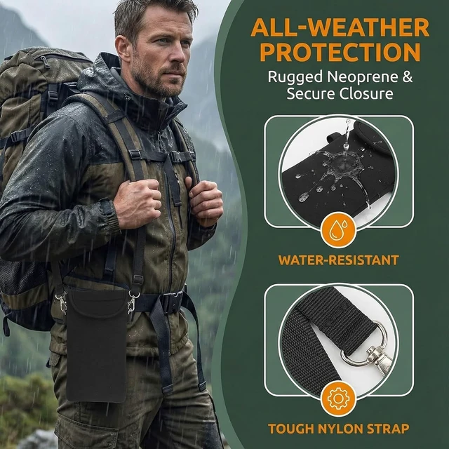 Alt view image 4 of 7 - Universal Neoprene Phone Pouch Cell Case Sleeve with Neck Strap Lanyard Holder for Cellphone Around Neck Carrying Case for Seniors with the Belt Clip Loop and Secure Fit Black