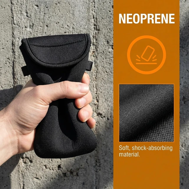 Alt view image 5 of 7 - Universal Neoprene Phone Pouch Cell Case Sleeve with Neck Strap Lanyard Holder for Cellphone Around Neck Carrying Case for Seniors with the Belt Clip Loop and Secure Fit Black