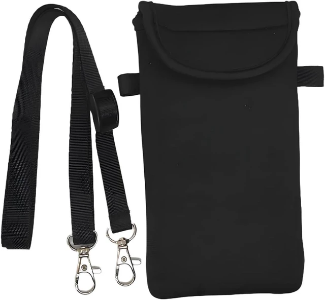 Main image of Universal Neoprene Phone Pouch Cell Case Sleeve with Neck Strap Lanyard Holder for Cellphone Around Neck Carrying Case for Seniors with the Belt Clip Loop and Secure Fit Black