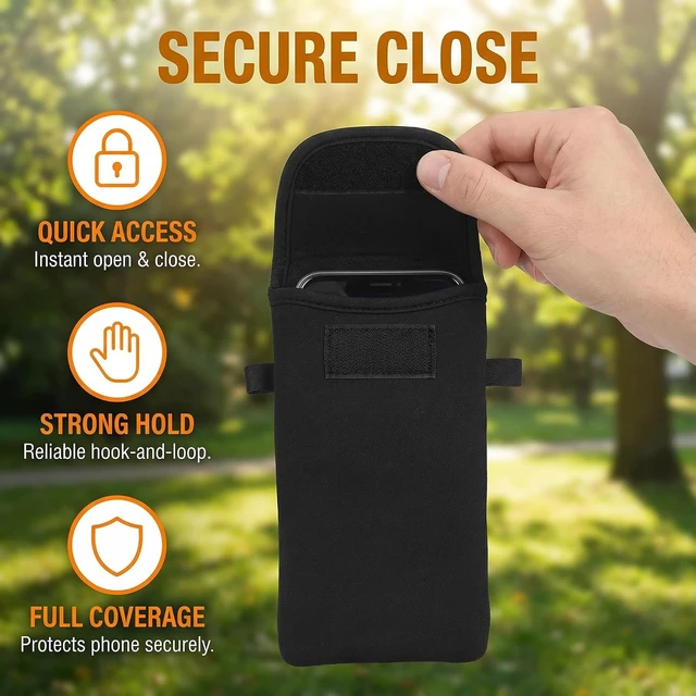 Alt view image 3 of 7 - Universal Neoprene Phone Pouch Cell Case Sleeve with Neck Strap Lanyard Holder for Cellphone Around Neck Carrying Case for Seniors with the Belt Clip Loop and Secure Fit Black