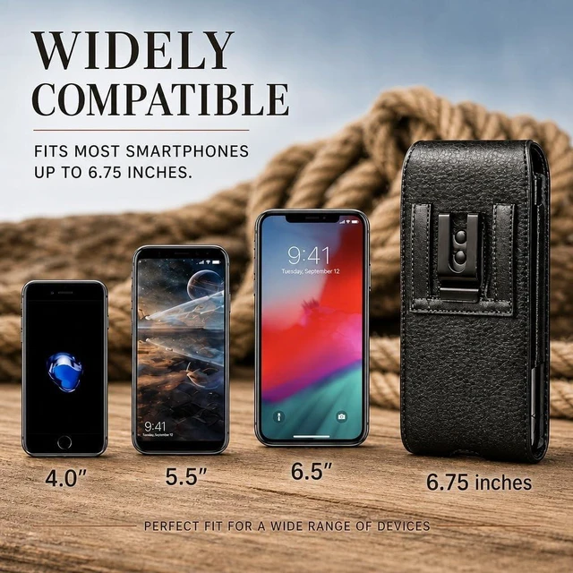 Alt view image 3 of 6 - Phone Holster for Galaxy S25 Ultra S24 Plus S23 S22 S21 S20 FE 5G S10 A17 A16 A15 A14 A13 A35 A26 A36 A56 A51 A71 5G Note 20 J7 J3 Leather Cell Phone Pouch Belt Clip Holder Case Black