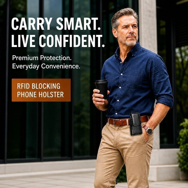 Alt view image 5 of 6 - Phone Holster for Galaxy S25 Ultra S24 Plus S23 S22 S21 S20 FE 5G S10 A17 A16 A15 A14 A13 A35 A26 A36 A56 A51 A71 5G Note 20 J7 J3 Leather Cell Phone Pouch Belt Clip Holder Case Black