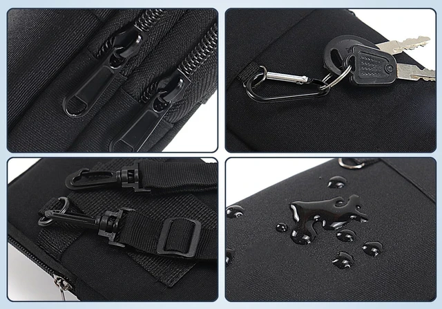 Alt view image 5 of 7 - Travel Cell Phone Pouch Belt Pouch Phone Holster Crossbody Bag with Shoulder Strap for iPhone Case Holder for Hand with Neck Lanyard Smartphone Walking Passport Wallet (Black A)
