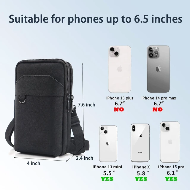 Alt view image 4 of 7 - Travel Cell Phone Pouch Belt Pouch Phone Holster Crossbody Bag with Shoulder Strap for iPhone Case Holder for Hand with Neck Lanyard Smartphone Walking Passport Wallet (Black A)
