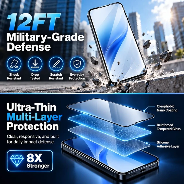 Alt view image 5 of 7 - 3 Pack Screen Protector for iPhone 18 Pro 9H HD Clear Glass