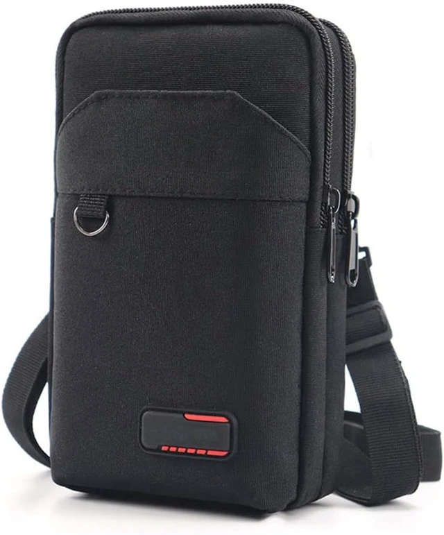 Main image of Travel Cell Phone Pouch Belt Pouch Phone Holster Crossbody Bag with Shoulder Strap for iPhone Case Holder for Hand with Neck Lanyard Smartphone Walking Passport Wallet (Black A)