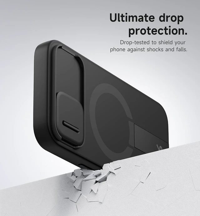 Alt view image 7 of 7 - for iPhone 17e/16e Case with Magnetic Camera Slide Cover and Adjustable Kickstand Compatible with MagSafe Shockproof Bumper Case Slim Protective Cover 6.1 Inch Black