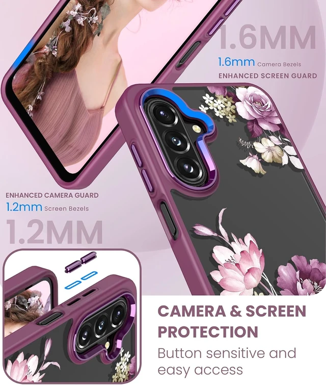 Alt view image 3 of 7 - for Galaxy A17/A18 Case Crystal Clear Floral Purple