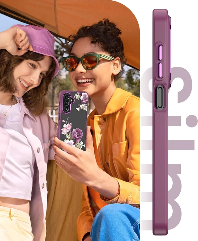 Alt view image 7 of 7 - for Galaxy A17/A18 Case Crystal Clear Floral Purple