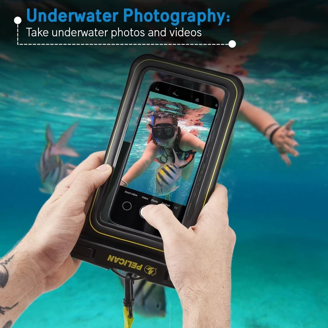 Alt view image 4 of 7 - 2 Pack Marine Waterproof Phone Pouch (XL) - Black/Hi-Vis Yellow