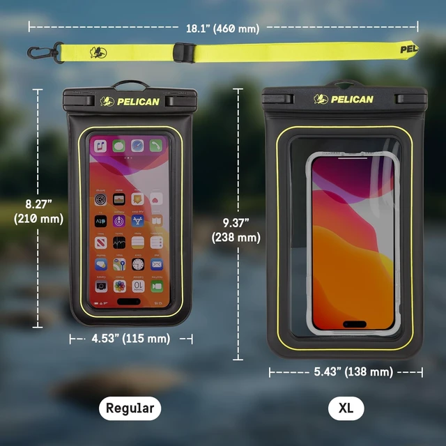 Alt view image 6 of 7 - 2 Pack Marine Waterproof Phone Pouch (XL) - Black/Hi-Vis Yellow