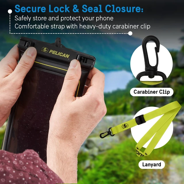 Alt view image 5 of 7 - 2 Pack Marine Waterproof Phone Pouch (XL) - Black/Hi-Vis Yellow