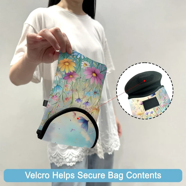 Alt view image 4 of 6 - Neoprene Cell Phone Sleeve Pouch Case Bag with Crossbody Strap Neck Lanyard for Women 7.5 X 4.3 in Colorful Flowers