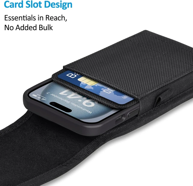 Alt view image 6 of 6 - Cell Phone Holster with Card Holder Pouch Belt Clip Men for iPhone 17 Pro Max Galaxy S25 S24 S23 S22 S21 S20 Ultra A16 A15 A14 A13 A55 XL-Black