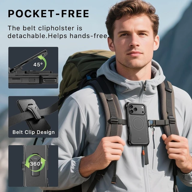 Alt view image 5 of 7 - for iPhone 18 Pro Case with Belt Clip Holster Magnetic Case