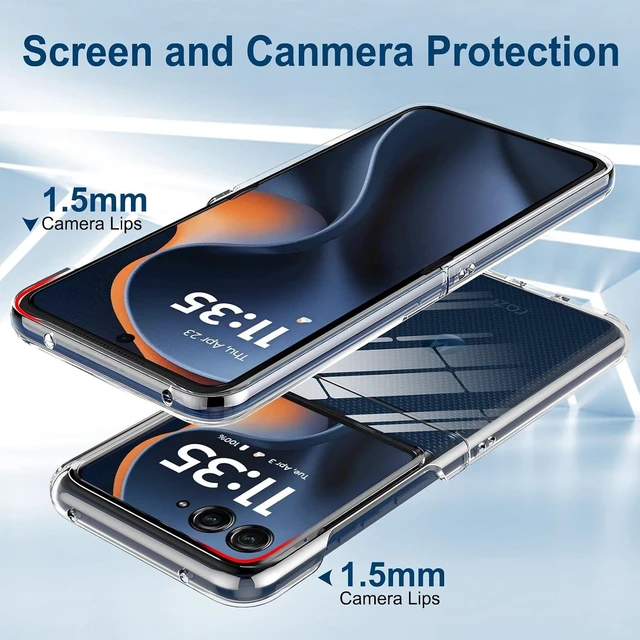 Alt view image 4 of 6 - Case for Razr 2026/2025 Razr 2026/2025 Phone Case with Screen Protector Slim Thin Shockproof Protective Bumper Cover for Moto Razr 2026/2025 Transparent