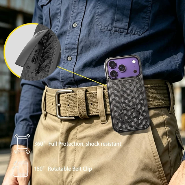 Alt view image 4 of 7 - for iPhone 18 Pro Belt Clip Case Kickstand Screen Protector-Black