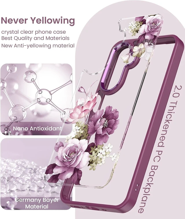 Alt view image 4 of 7 - for Galaxy A17/A18 Case Crystal Clear Floral Purple